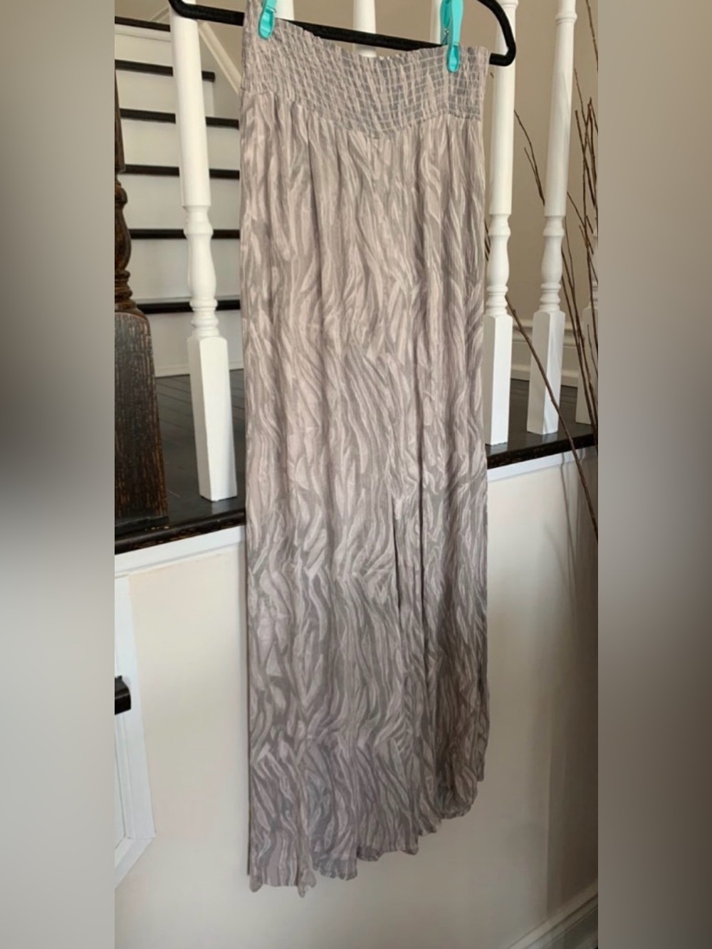 Neutral Taupe Patterned Wide Leg Pant